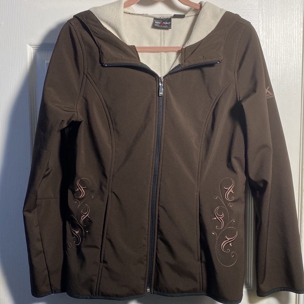 Vintage ZeroXposur Women Lined Jacket with Hood, Chocolate Brown Medium